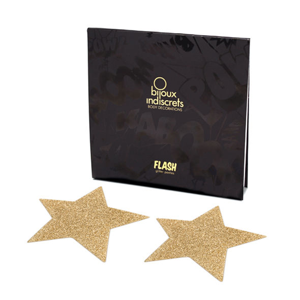 BIJOUX - INDISCRETS FLASH GOLDEN STAR NIPPLE COVERS - Kink&Play