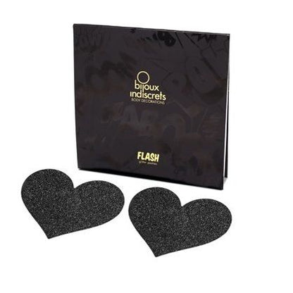 BIJOUX - INDISCRETS FLASH BLACK HEART NIPPLE CUTS - Kink&Play