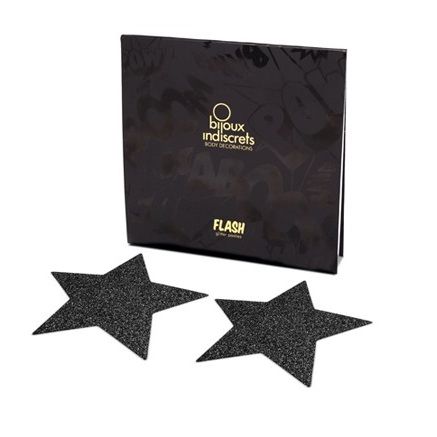 BIJOUX - INDISCRETS FLASH BLACK STAR NIPPLE CAPS - Kink&Play