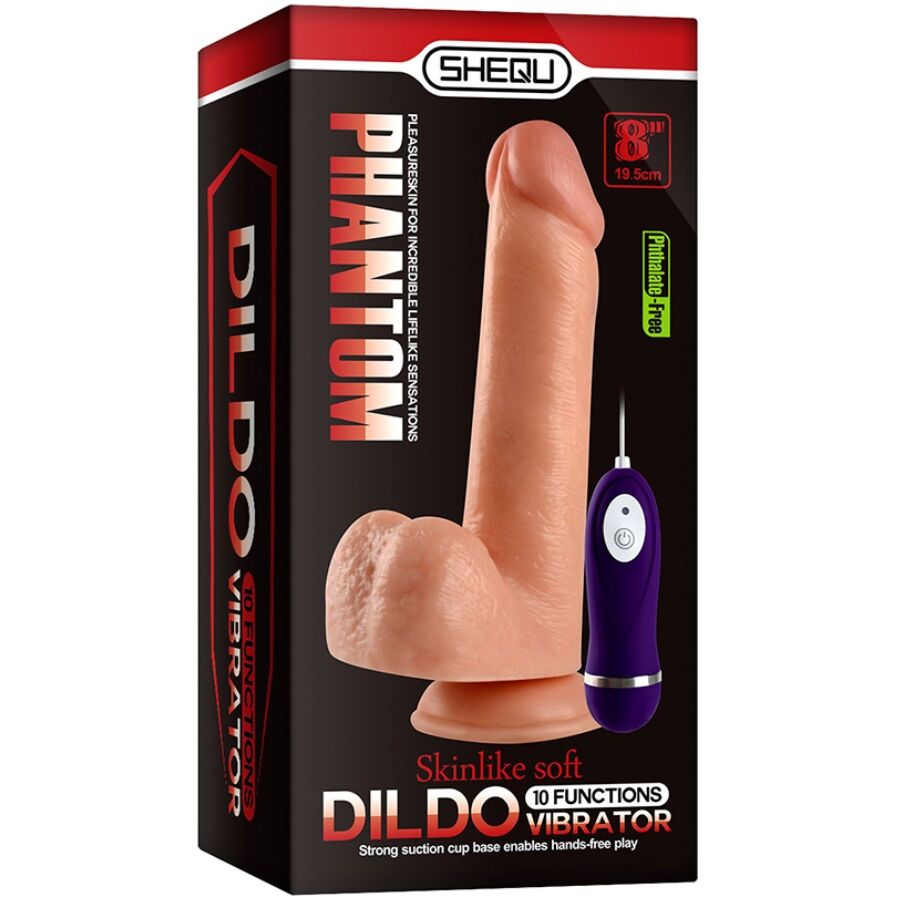SHEQU - FJÄRRSTYRD VIBRERANDE DILDO 20 CM