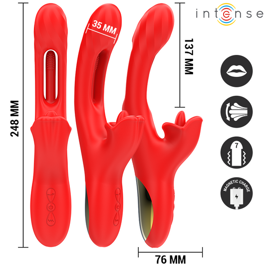 INTENSE - JESSICA MULTIFUNKTIONSVIBRATOR KLITORISSTIMULERING 24,8 CM RÖD