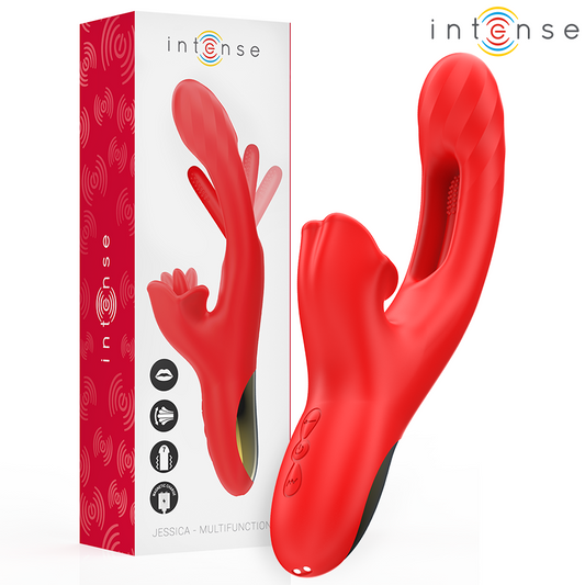 INTENSE - JESSICA MULTIFUNKTIONSVIBRATOR KLITORISSTIMULERING 24,8 CM RÖD