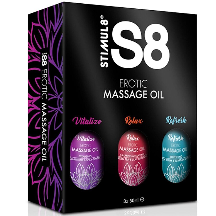 STIMUL8 - S8 MASSAGEOLJA FÖRPACKNING 3 X 50 ML