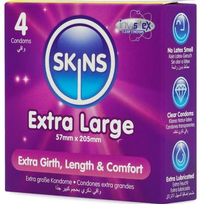SKINS - EXTRA STORA PREMIUMKONDOMER 4-PACK