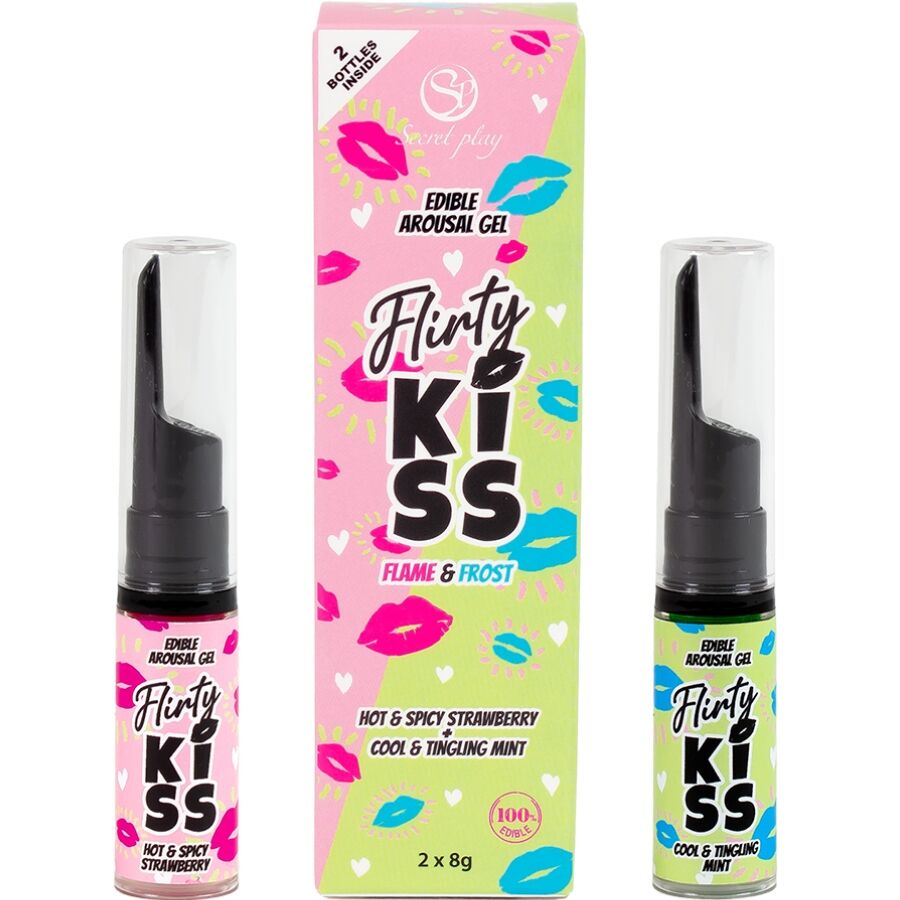 SECRETPLAY - FLIRTY KISS GEL MED ORALAKTSEFFEKTER JORDGUBB & MYNTA 2 x 8 GR