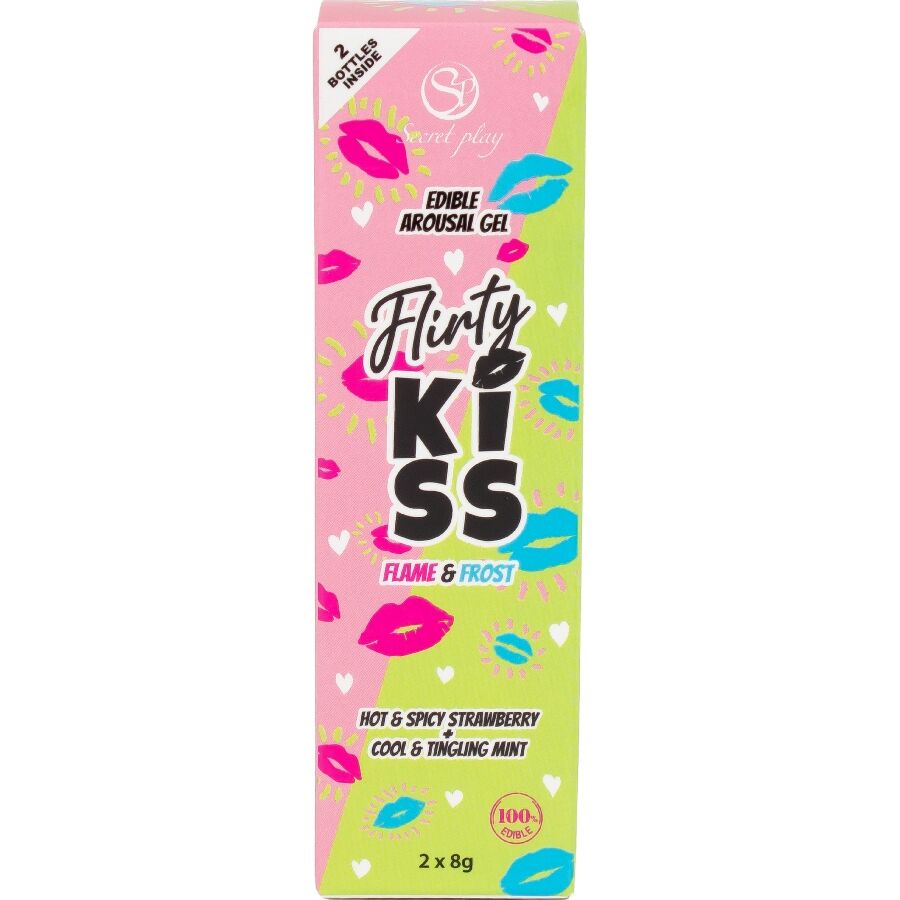 SECRETPLAY - FLIRTY KISS GEL MED ORALAKTSEFFEKTER JORDGUBB & MYNTA 2 x 8 GR