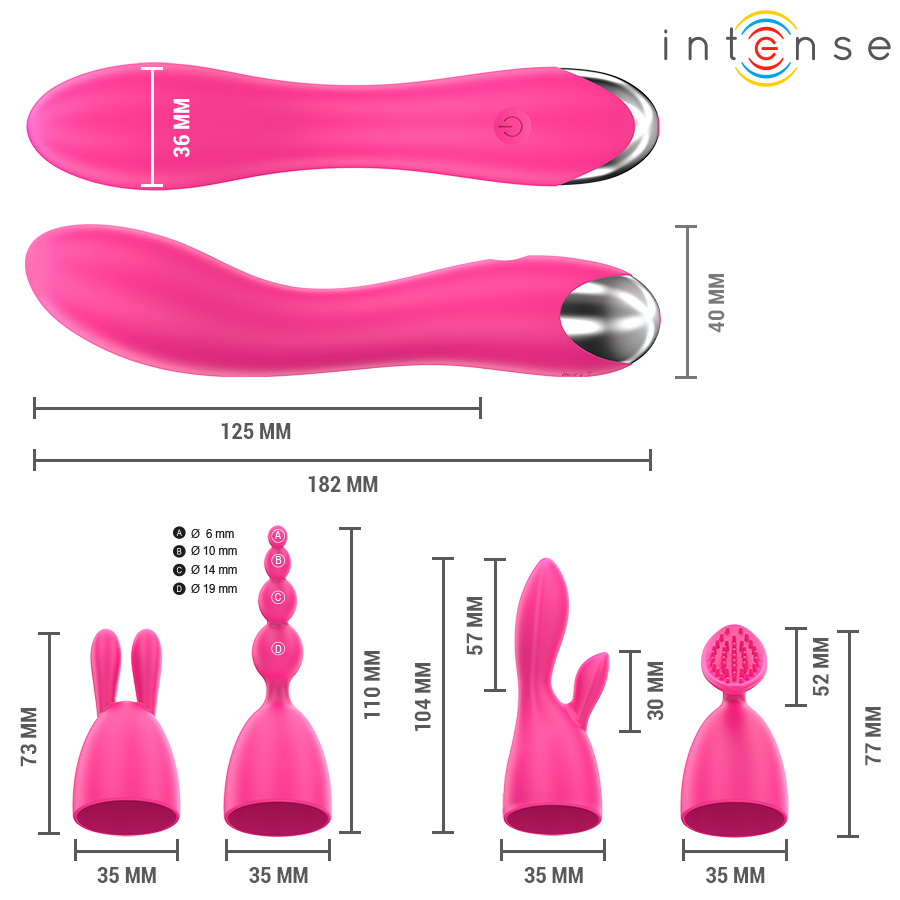 INTENSE - DYR VIBRATOR MED 20 MÖNSTER OCH UTBYTBARA HUVUDEN