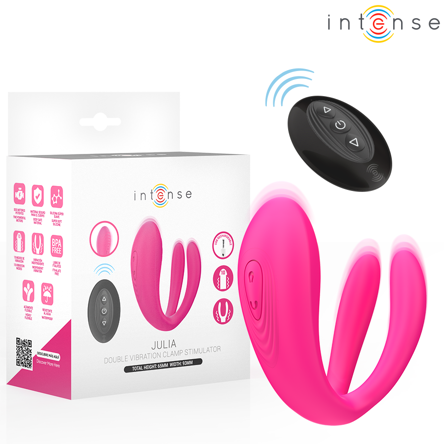 INTENSE - JULIA DUBBEL VIBRATOR KLÄM STIMULATOR FJÄRRKONTROLL