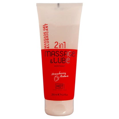 HOT - MASSAGE & GLIDMEDEL 2IN1 JORDGUBB 200 ML