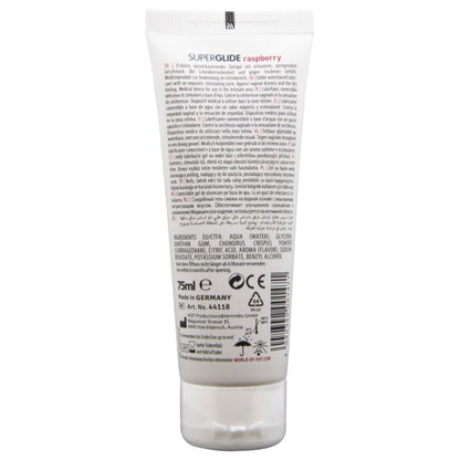 HOT - SUPERGLIDE EDIBLE LUBRICANT WATERBASED RASPBERRY 75 ML