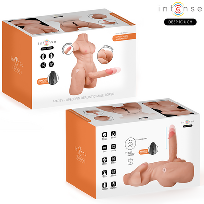 INTENS DJUP TOUCH - MARTY TORSO MED ANALÖPPNING OCH REALISTISK DILDO MED STÖTAR OCH VIBRATION, FJÄRRKONTROLL, 6,2 KG
