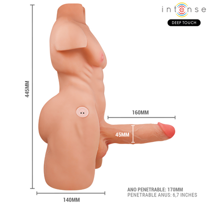 INTENS DJUP TOUCH - MARTY TORSO MED ANALÖPPNING OCH REALISTISK DILDO MED STÖTAR OCH VIBRATION, FJÄRRKONTROLL, 6,2 KG