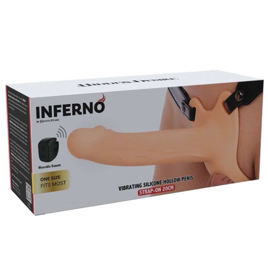 HIDDEN DESIRE - INFERNO VIBRERANDE PENISHYLSKÖLJE STRAP-ON 20 CM