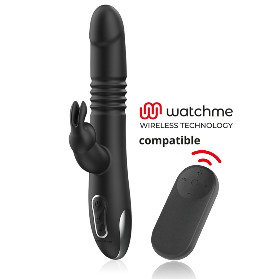 BLACK&SILVER - KENJI UP & DOWN RABBITVIBRATOR + WATCHME FJÄRRKONTROLL
