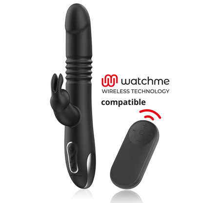 BLACK&SILVER - KENJI UP & DOWN RABBITVIBRATOR + WATCHME FJÄRRKONTROLL