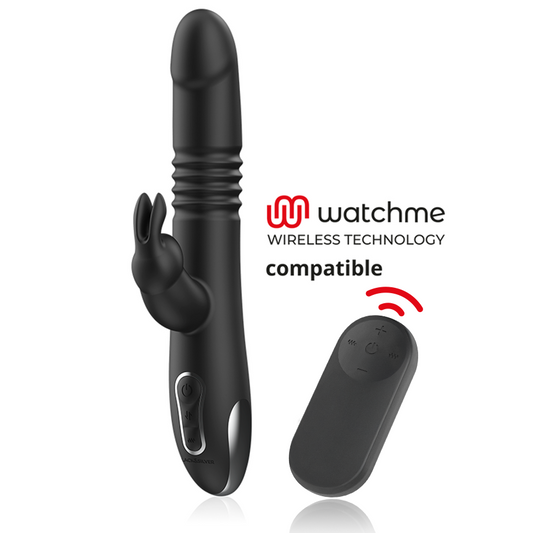 BLACK&SILVER - KENJI UP & DOWN RABBITVIBRATOR + WATCHME FJÄRRKONTROLL