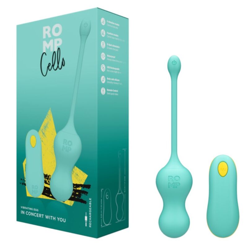 ROMP - CELLO MULTIFUNKTIONELLT VIBRERANDE ÄGG TURKOS FJÄRRKONTROLL