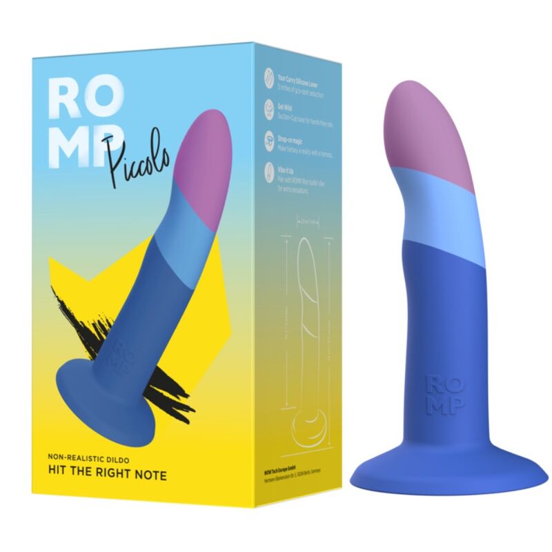ROMP - PICCOLO SILIKONDILDO MED TREKOLORS SUGKOPP 14 CM