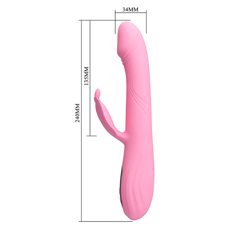 PRETTY LOVE - BELLA RABBIT VIBRATOR WITH BUTTERFLY STIMULATION AND LED PINK