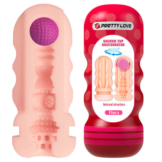 PRETTY LOVE - FLORA VAGINA MASTURBATOR MED SUGKOPP OCH INVÄNDIG TEXTUR