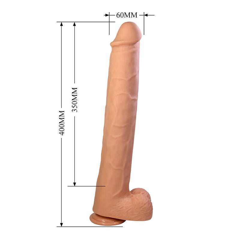 PRETTY LOVE - PAT FLEXIBEL REALISTISK DILDO MED SUGPROPP HUD 40 CM -Ø- 6 CM