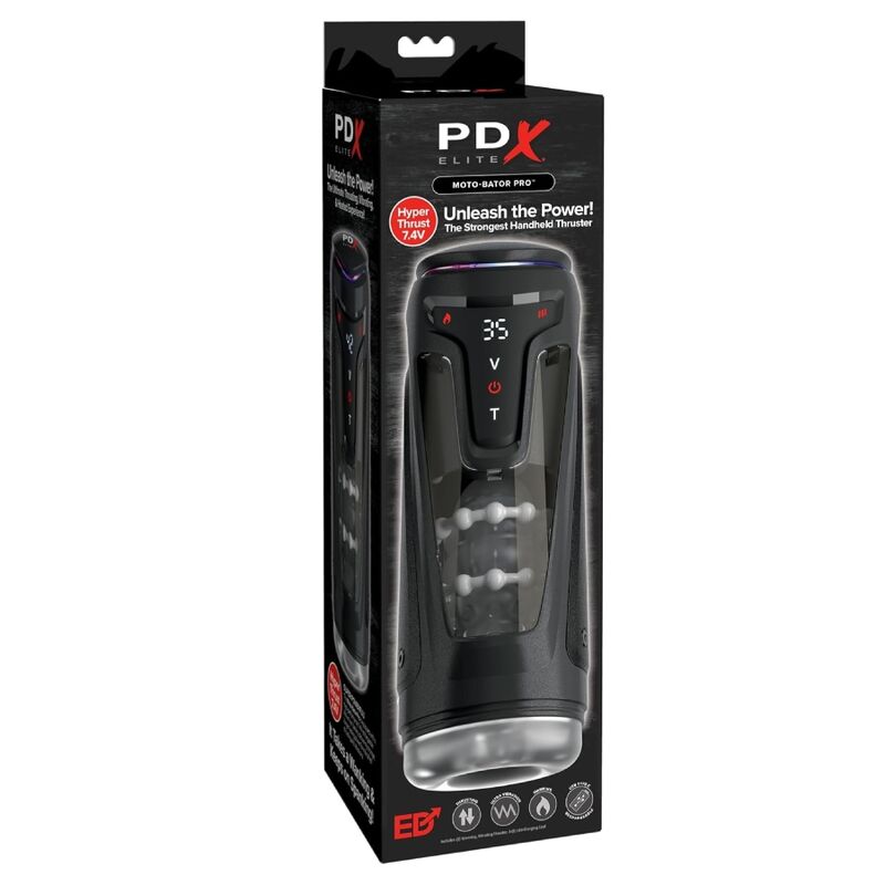 PDX ELITE - MOTO-BATOR PRO THRUSTING STROKER AUTOMATISK VIBRERANDE OCH VÄRMANDE MASTURBATOR 26.5 CM