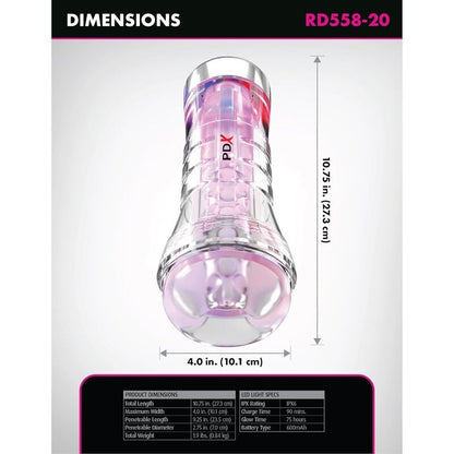 PDX ELITE - VIEWTUBE XXL LED GENOMSKINLIG STROKER 27.3 CM