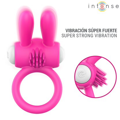 INTENSE - HOPPS VIBRERANDE PENISRING MED KLITORISSTIMULERING ROSA