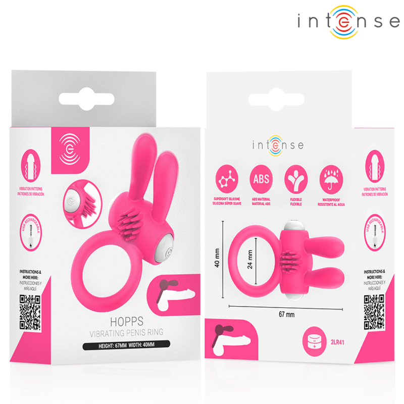 INTENSE - HOPPS VIBRERANDE PENISRING MED KLITORISSTIMULERING ROSA