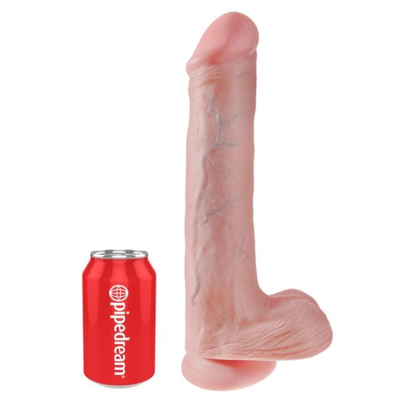 KING COCK – REALISTISK DILDO MED PUNG OCH SUGKOPP 38 CM KÖTTFÄRGAD