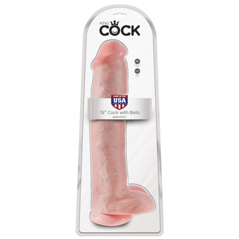 KING COCK – REALISTISK DILDO MED PUNG OCH SUGKOPP 38 CM KÖTTFÄRGAD