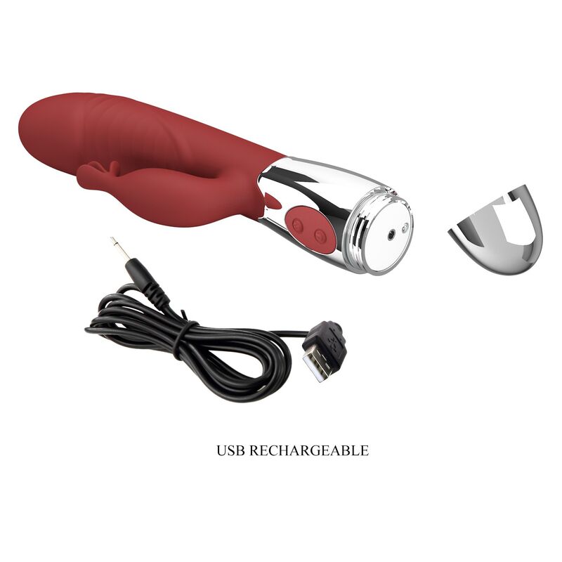 PRETTY LOVE - ROSEWOOD KANINVIBRATOR 30 FUNKTIONER USB-UPPLADDNINGSBAR RÖD