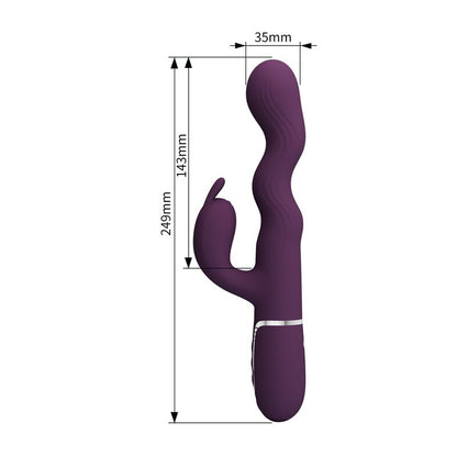 PRETTY LOVE - LOURSEN KANINVIBRATOR MED STÖTANDE RÖRELSE OCH 7 VIBRATIONSLÄGEN USB-UPPLADDNINGSBAR LILA