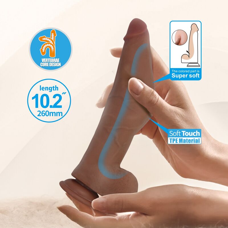 PRETTY LOVE - ULRIC REALISTISK FLEXIBEL DILDO 26 CM Ø 5,5 CM TPE BRUN