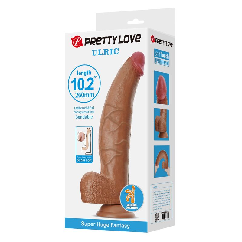PRETTY LOVE - ULRIC REALISTISK FLEXIBEL DILDO 26 CM Ø 5,5 CM TPE BRUN