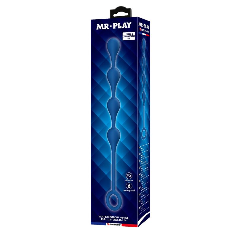 MR PLAY - ANALA KULOR I BLÅ SILIKON STORLEK M 33 CM
