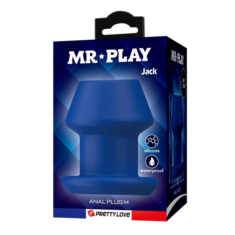 MR PLAY - JACK BLUE SILICONE HOLLOW ANAL PLUG STORLEK M