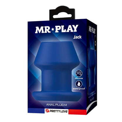 MR PLAY - JACK BLUE SILICONE HOLLOW ANAL PLUG STORLEK M