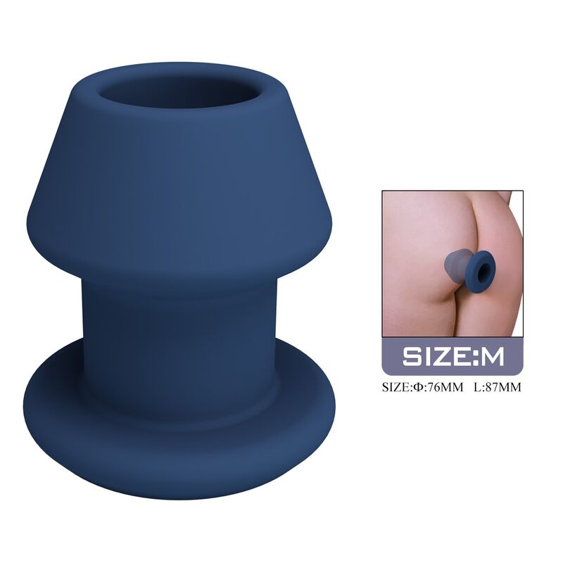 MR PLAY - JACK BLUE SILICONE HOLLOW ANAL PLUG STORLEK M