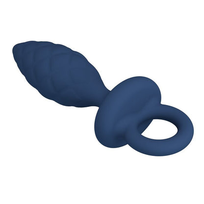 MR PLAY - TEXTURERAD ANALPLUGG MED RING BLÅ L