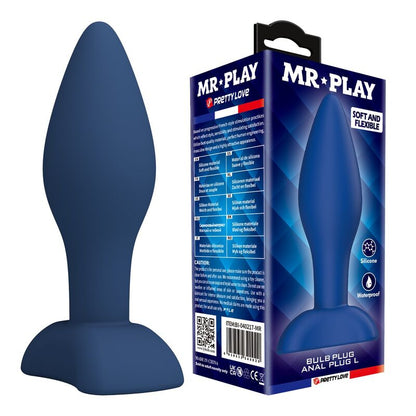 MR PLAY - AVSMALNANDE ANALPLUGG I SILIKON BLÅ L
