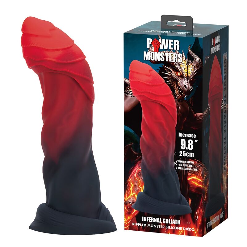 POWER MONSTERS - INFERNAL GOLIATH TVÅFÄRGAD FANTASY-DILDO I SILIKON 25 CM Ø 6 CM