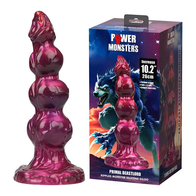 POWER MONSTERS - PRIMAL BEASTLORD ROSA GENOMSKINLIG FANTASY-DILDO I SILIKON 26 CM Ø 5 CM