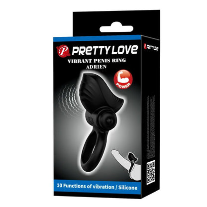 PRETTY LOVE - ADRIEN VIBRERANDE PENISRING 10 FUNKTIONER SVART