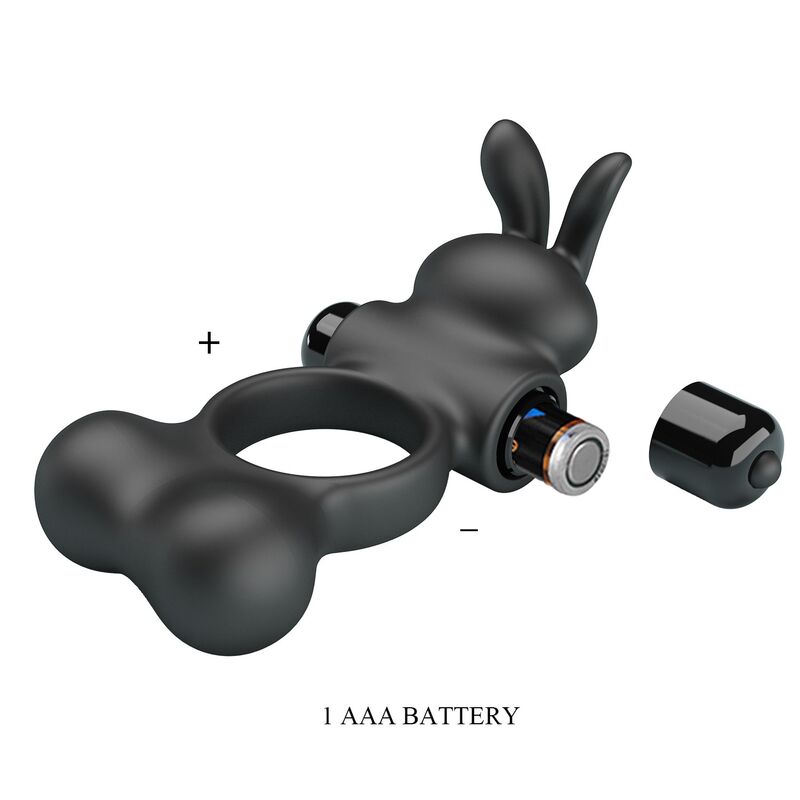 PRETTY LOVE - VIBRERANDE PENISRING MED KANINSTIMULATOR 10 FUNKTIONER SVART