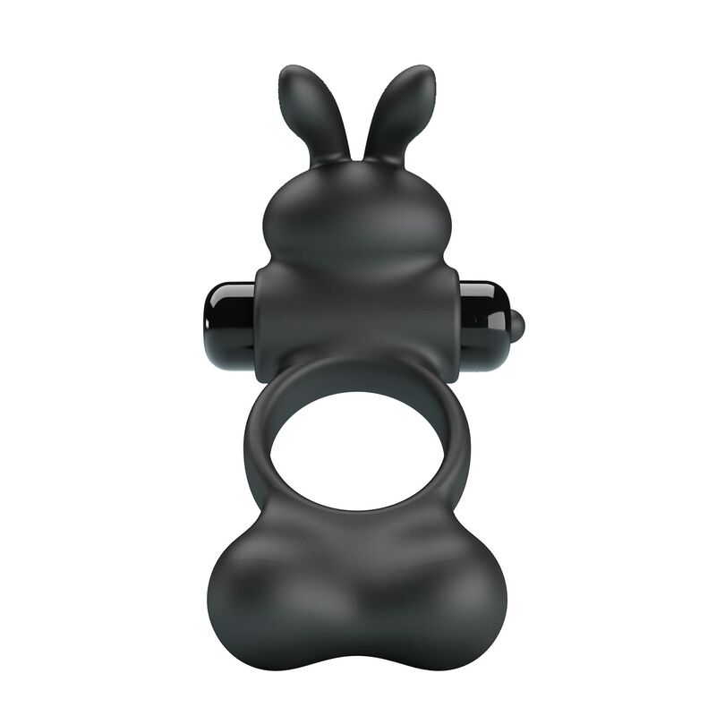PRETTY LOVE - VIBRERANDE PENISRING MED KANINSTIMULATOR 10 FUNKTIONER SVART