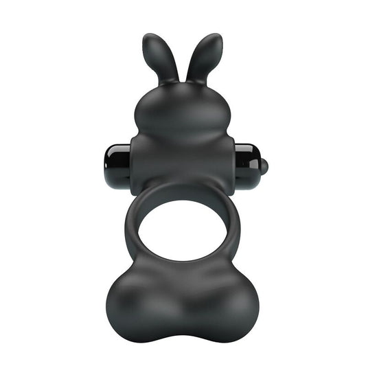 PRETTY LOVE - VIBRERANDE PENISRING MED KANINSTIMULATOR 10 FUNKTIONER SVART