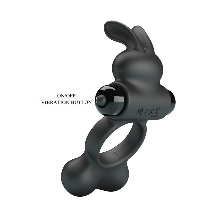 PRETTY LOVE - VIBRERANDE PENISRING MED KANINSTIMULATOR 10 FUNKTIONER SVART