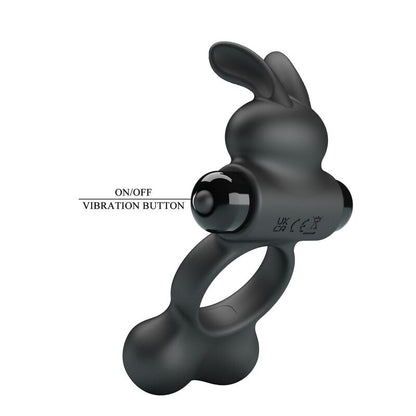 PRETTY LOVE - VIBRERANDE PENISRING MED KANINSTIMULATOR 10 FUNKTIONER SVART