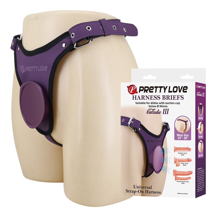PRETTY LOVE – UNIVERSAL STRAP-ON-SELE OCH KALSONGER LILA OCH SVART